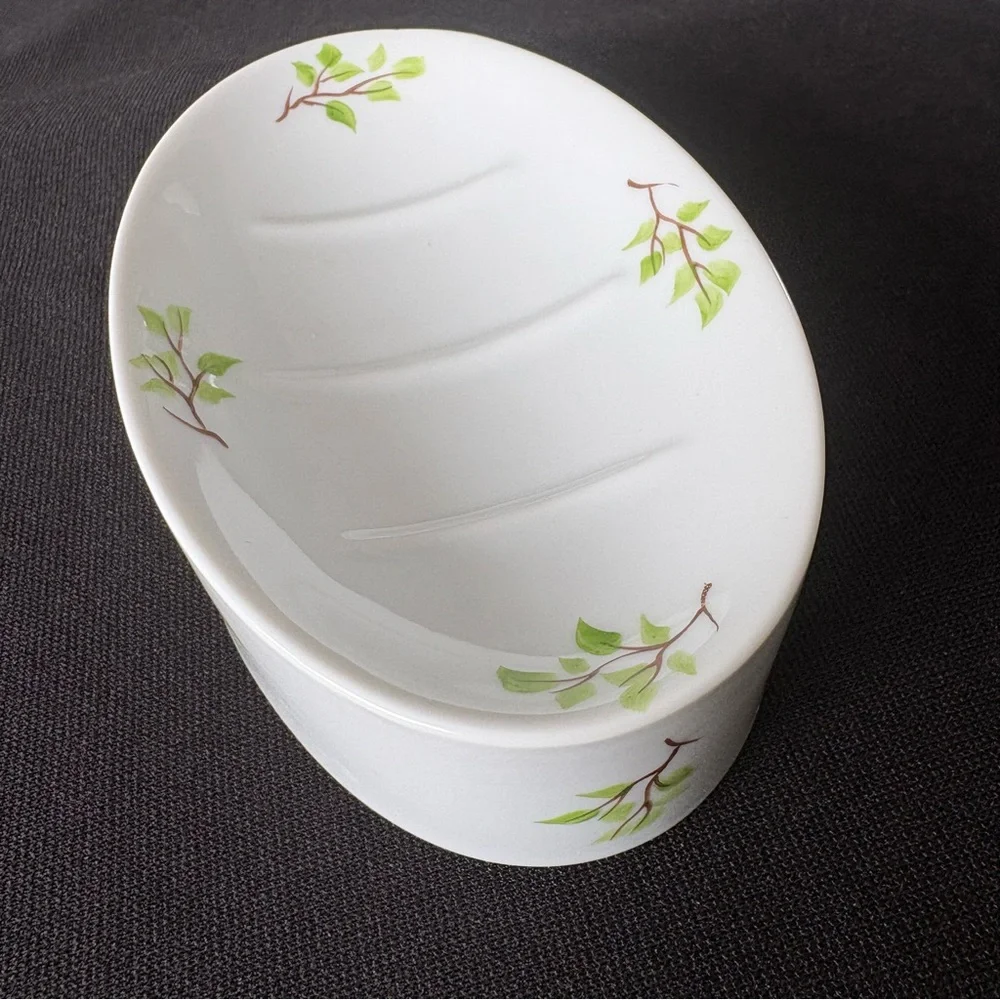 Hand Painted Bluebird Ceramic Soap Dish Nature Cottage Decor